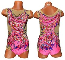 Купальник для худож. Гимнастики р.30 рост 122-128 артикул 10227 розовый с узором 
