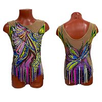 Купальник для худож. Гимнастики р.34 рост 134-140 артикул 10625 градиент с узорами