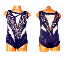Купальник для худож. Гимнастики р.34 рост 134-140 артикул 10432 чернильный с неоновым