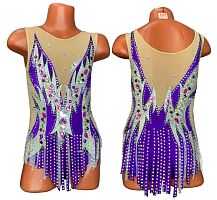 Купальник для худож. Гимнастики р.30 рост 122-128 артикул 10464 фиолетовый с серебристым
