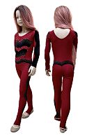 Комбинезон для выступлений р.34 рост 134-140 артикул 10211 вишневый с чёрным 
