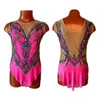 Купальник для худож. Гимнастики р.36 рост 140-146 артикул 10605 Фуксия с голубым