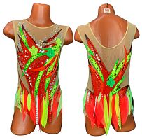 Купальник для худож. Гимнастики р.26 рост 110-116 артикул 10213 красный с цветами