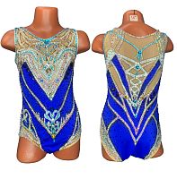 Купальник для худож. Гимнастики р.34 рост 134-140 артикул 10688 Синий с золотистым 