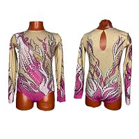 Купальник для спорт. Аэробики р.38 рост 146-152 артикул 10219 Розовый с малиновым 