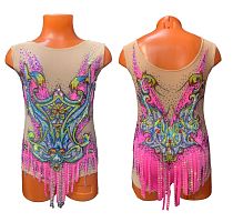 Купальник для худож. Гимнастики р.36 рост 140-146  артикул 10148 цветной с симметричными узорами