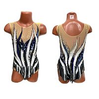 Купальник для худож. Гимнастики р.26 рост 110-116 артикул 10395 черный с серебристым 