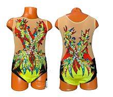 Купальник для худож. Гимнастики р.36 рост 140-146  артикул 10314 Красно желто черный