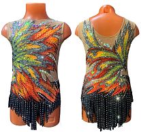 Купальник для худож. Гимнастики р.36 рост 140-146 артикул 10651 Оранжево черный