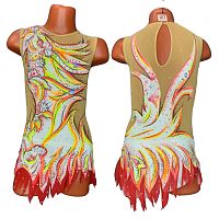 Купальник для худож.гимнастики р.30 рост 122-128 артикул 8923 бело розовый 