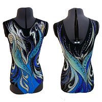 Купальник для худож. Гимнастики р.38 рост 146-152 артикул 10199 синий голубой черный 